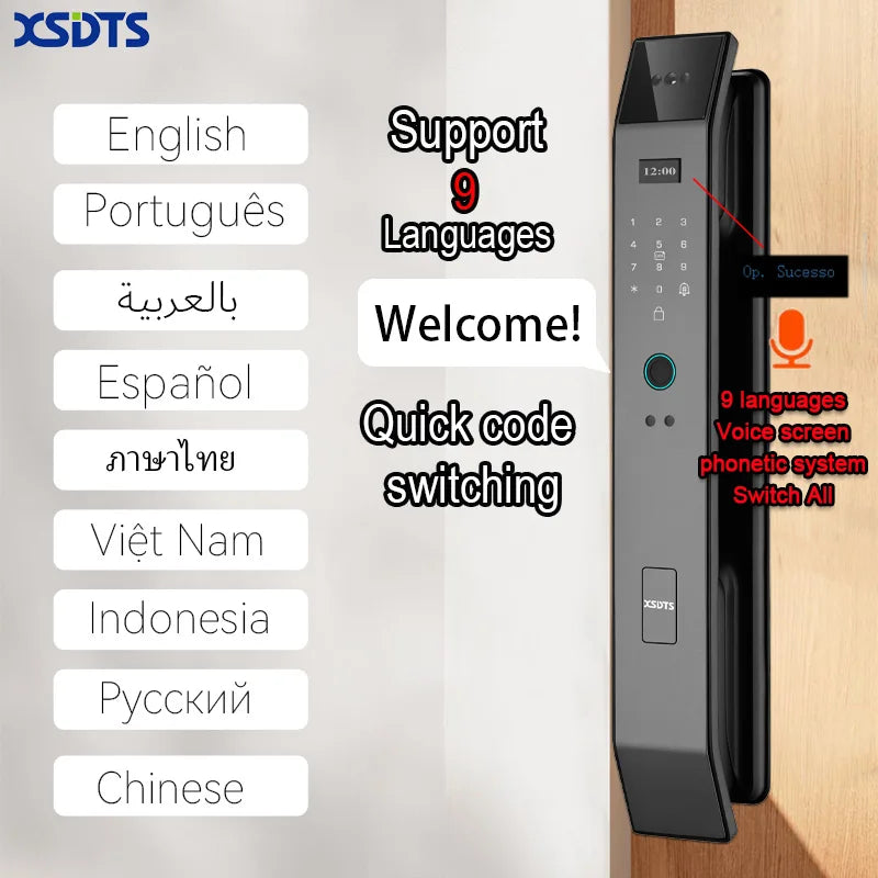 Tuya APP Smart Life APP Control Voice Intercom Smart Lock 3D Face Recognition Fingerprint Password Smart Door Lock With Camera - LKBA