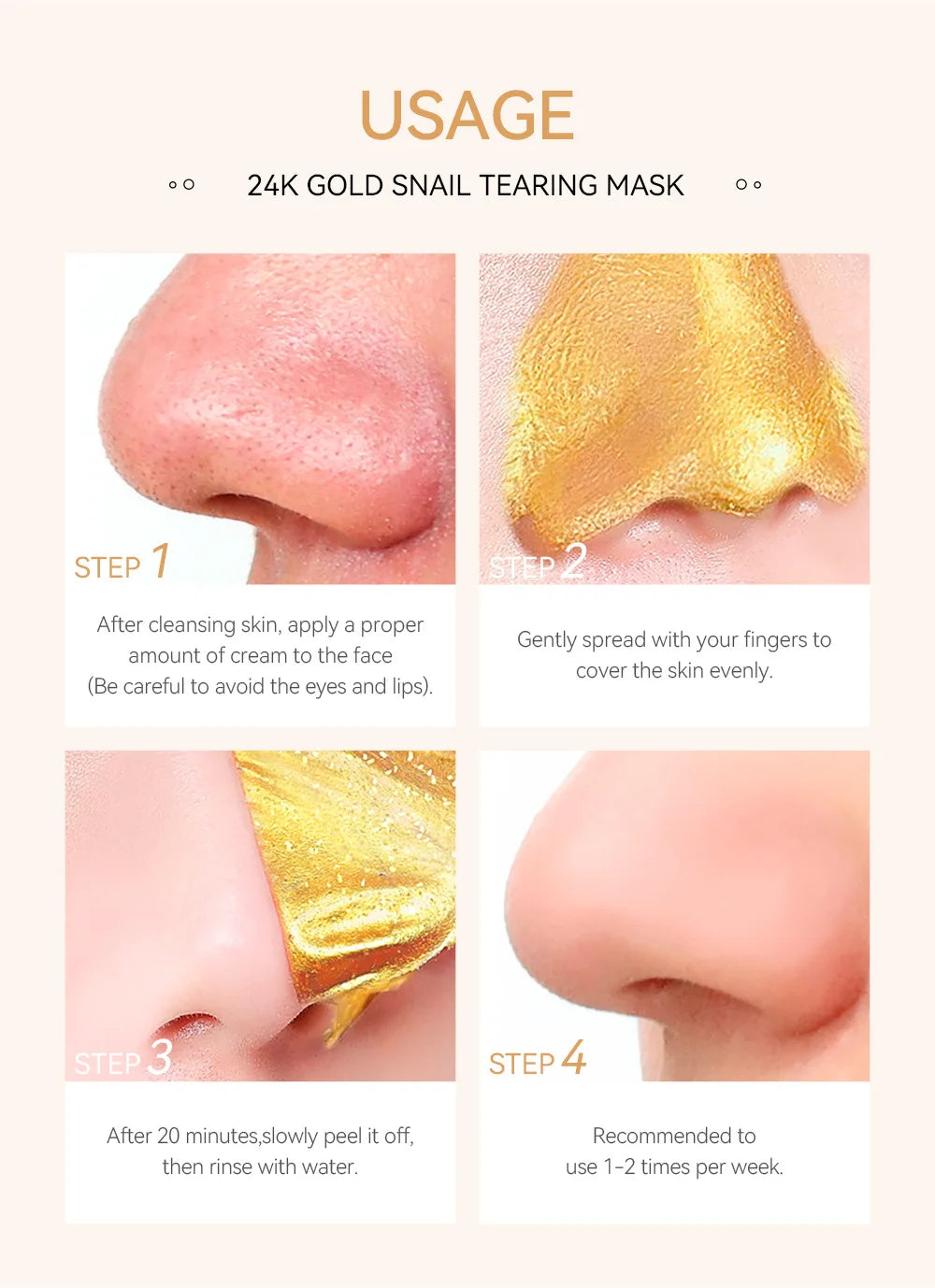 LAIKOU 24K Gold Sakura Peeling Face Mask Anti Wrinkle Whitening Blackhead Removal Facial Tear Off Mask Skin Care Products - LKBA