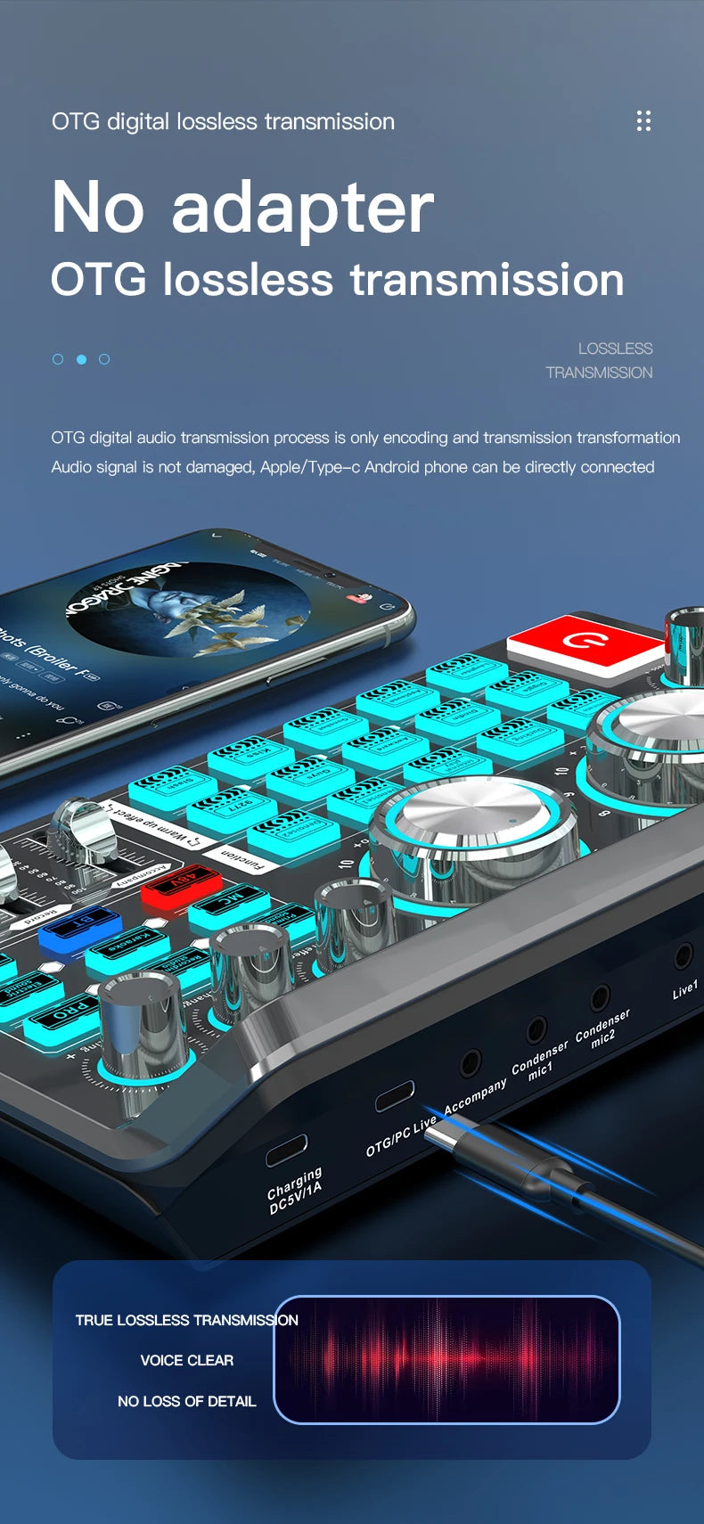 Live Sound Card for Mobile & Computer Universal Recording Mic Head Dedicated for Singing and Live Streaming - LKBA