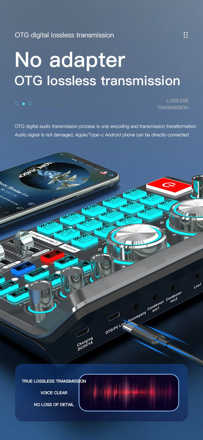 Live Sound Card for Mobile & Computer Universal Recording Mic Head Dedicated for Singing and Live Streaming - LKBA