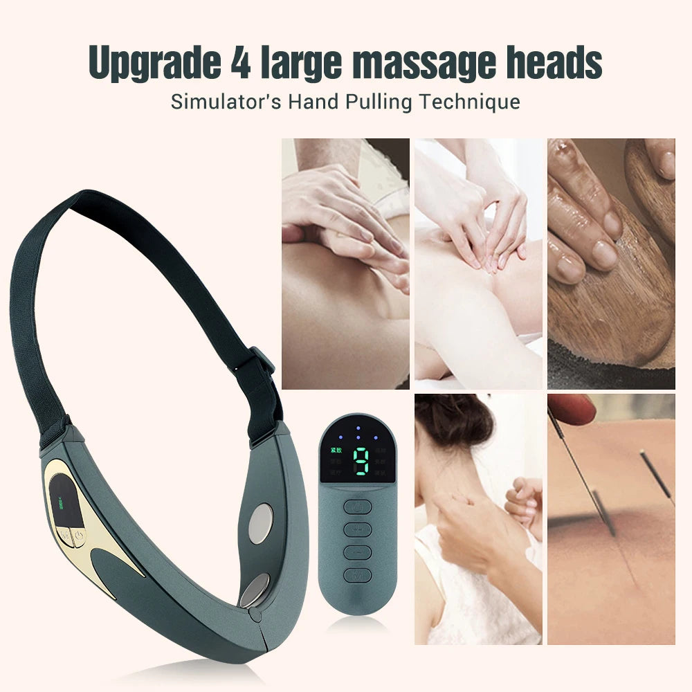 Facial Lifting Device Facial Slimming Vibration Massager Face Heating Double Chin V Shape Lift Belt Face Warm Compress Massager - LKBA