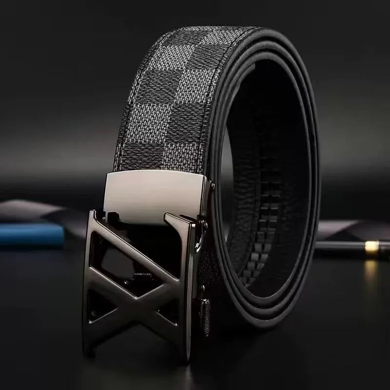 New genuine leather men belts waistband alloy automatic buckle men and women - LKBA