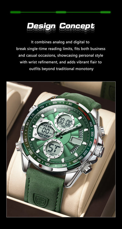 POEDAGAR LED Luxury Men Watch Luminous Week Date Dual Time Display Digital Man Clock Alarm Electronic Men's Quartz Watches Reloj - LKBA