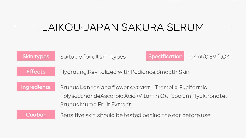 LAIKOU 17ML Japan Sakura Serum Vitamin C Nourish Essense Oil Control 24K Gold Serum Rose Blueberry Skin Care Smoothing Facecare - LKBA