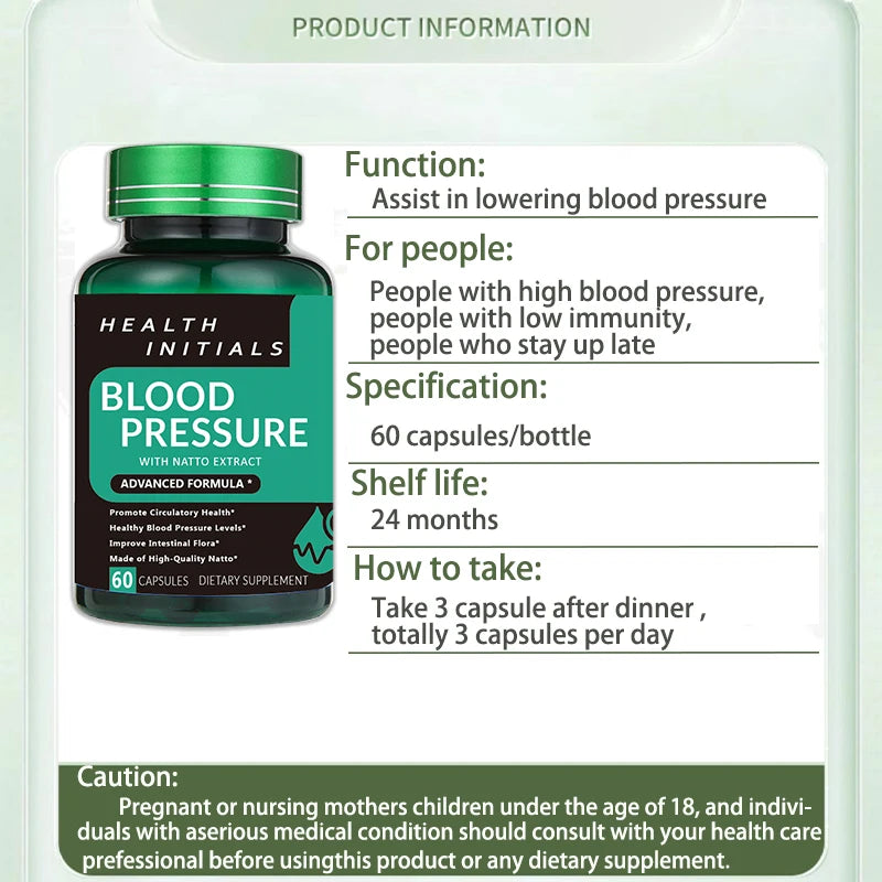 Nattokinase Capsules Blood Vessel Clean Dissolve Blood Clots Lowering Pressure Prevent Arteriosclerosis Improve Vascular Health - LKBA