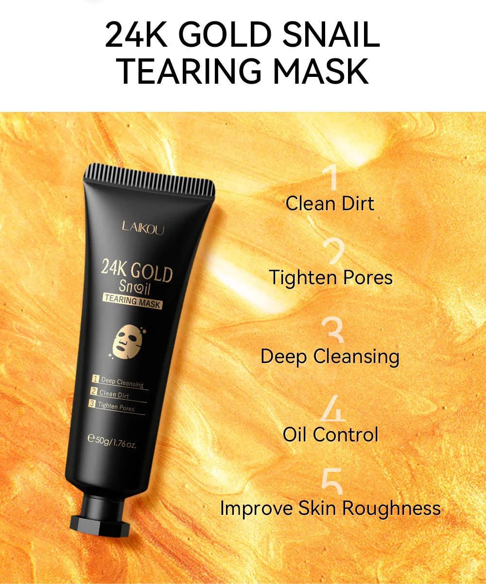 LAIKOU 24K Gold Sakura Peeling Face Mask Anti Wrinkle Whitening Blackhead Removal Facial Tear Off Mask Skin Care Products - LKBA