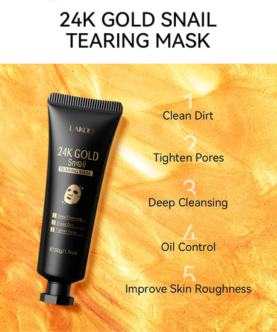 LAIKOU 24K Gold Sakura Peeling Face Mask Anti Wrinkle Whitening Blackhead Removal Facial Tear Off Mask Skin Care Products - LKBA
