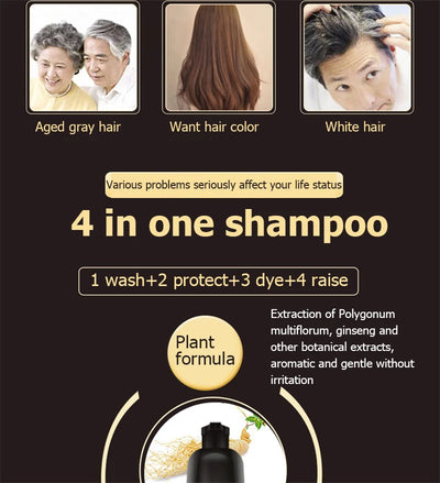 500ML Natural Soft Shiny Brown Golden Cover White Hair Dye Shampoo Wine Red Purple Hair Color Shampoo Black Grey Hair  Men Women - LKBA