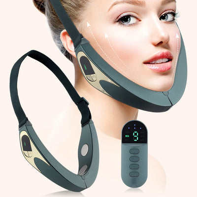 Electric V-face Face Lift Device 6Mode Heated Skin Rejuvenation Double Chin V Face Vibration Massager Wireless Remote Control - LKBA