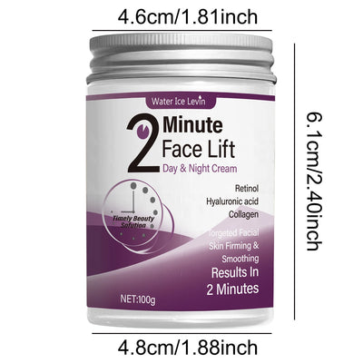 2 Minutes Facial Lifting Day and Night Cream Contains Retinol, Hyaluronic Acid and Collagen - Moisturizing Lotion Suitable for All Light Skin Tone - LKBA