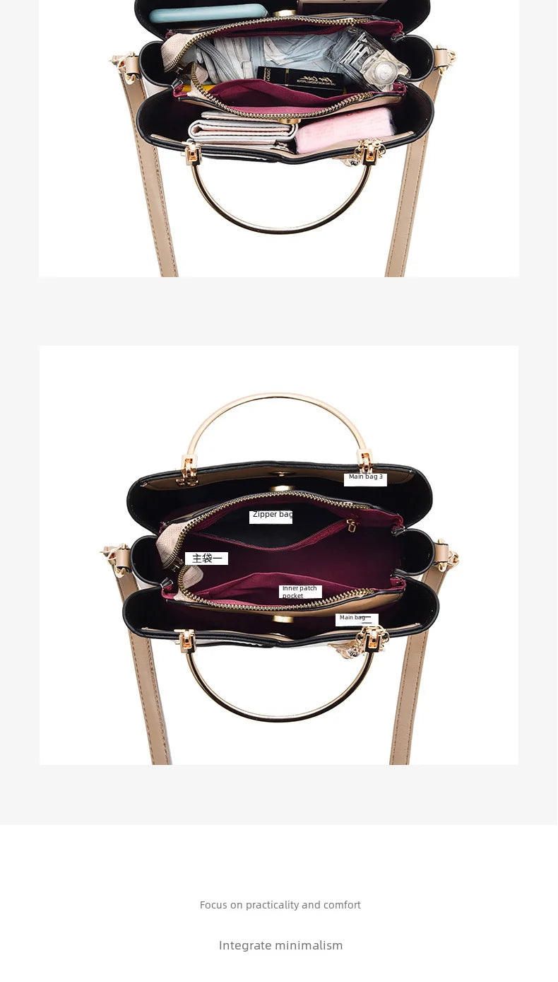 Trendy High-end Feel Women's Shoulder Bag 2021 New Color Blocking Large Capacity Fashionable Single Shoulder - LKBA