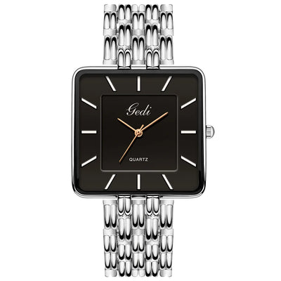 Men Watch Business Simple Square Couple Watches Waterproof Stainless Steel Premium Ultra Thin Women Fashion Quartz Wristwatches - LKBA