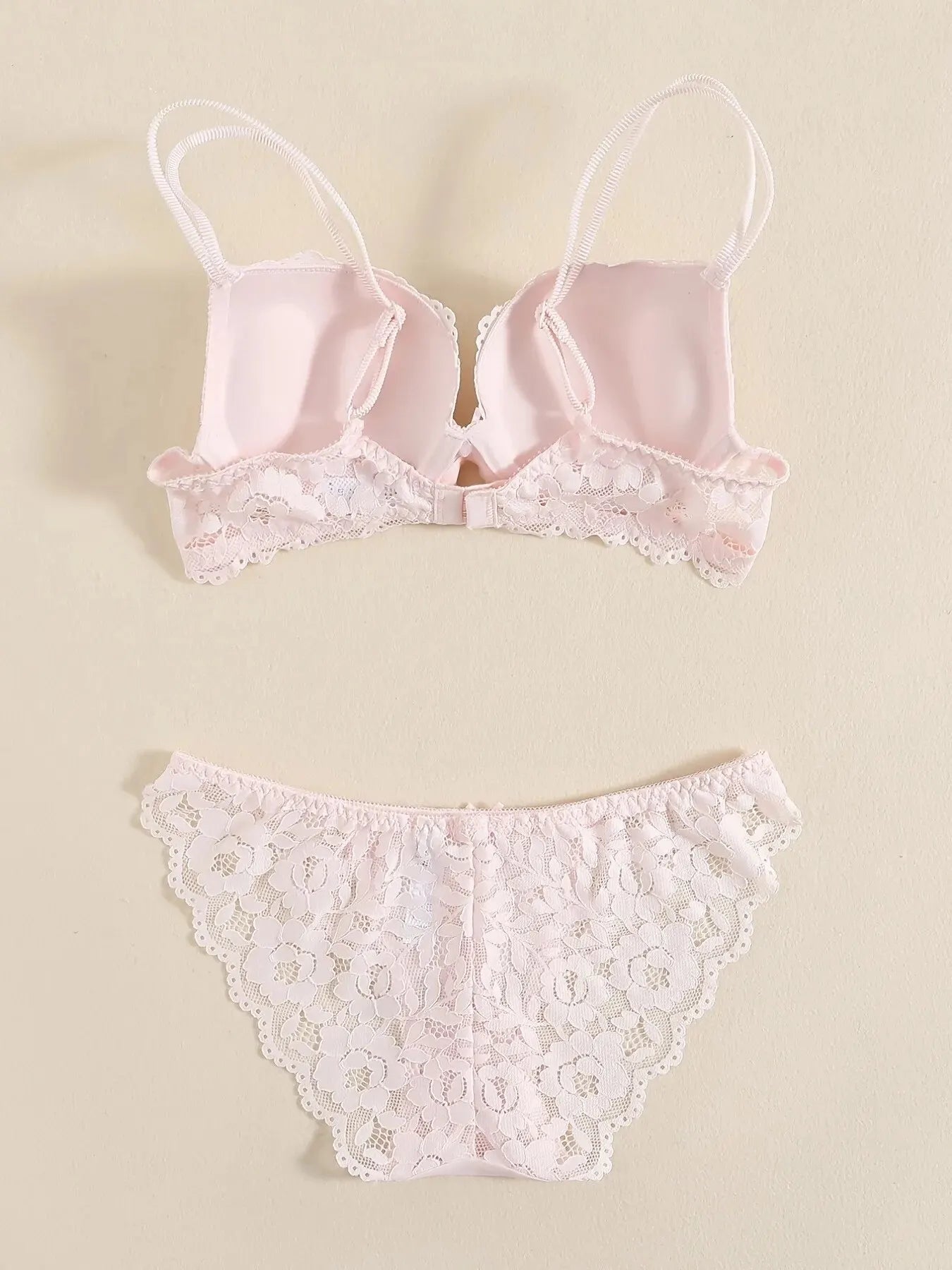 1 Set Elegant Lace Embroidery Breathable Fabric Lingerie Set Push-Up Bra Drop Waist Sheer Panty - Ultimate Valentine's Day - LKBA