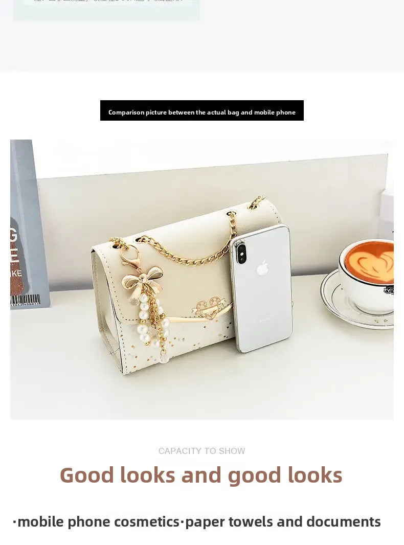 Fashionable Bright Leather Chain Crossbody Bag Women's Single Shoulder Small Square Bag Hot Sale of the Season New Style - LKBA