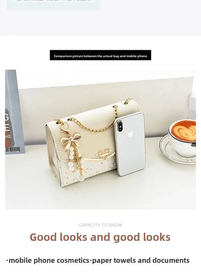 Fashionable Bright Leather Chain Crossbody Bag Women's Single Shoulder Small Square Bag Hot Sale of the Season New Style - LKBA