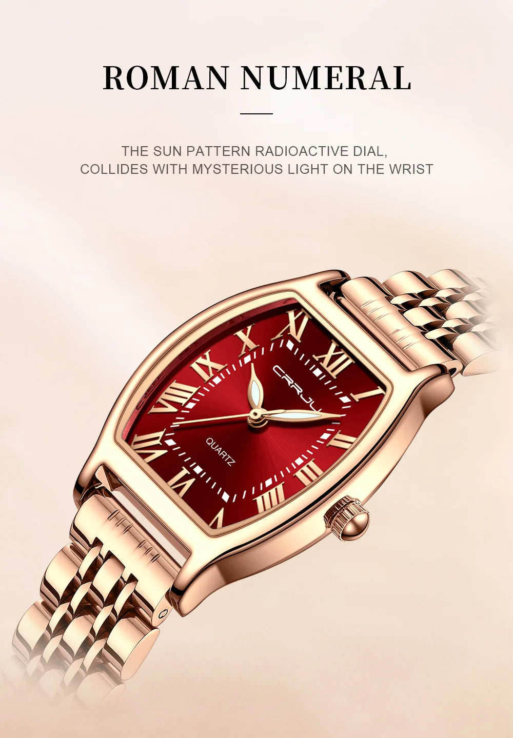 CRRJU Waterproof Women's Square Quartz Dress Watch Ladies Steel Bracelet Wristwatch Relogio Feminin - LKBA