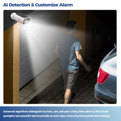 Solar Camera WIFI Outdoor Wireless Security Cam 2.5K Ultra Standby Time PIR Smart Light Color Night Vision AI Detect Battery Cam - LKBA