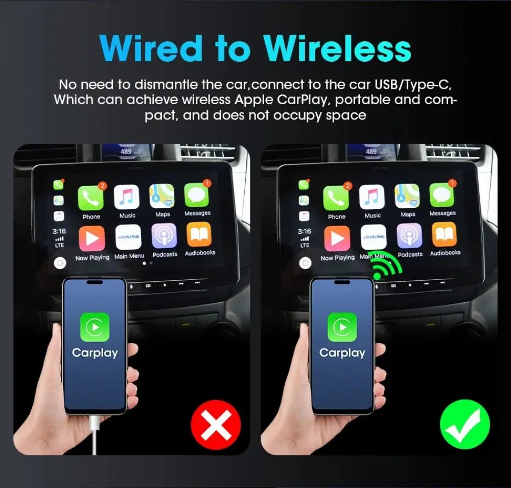 2025 NEW Wireless Carplay Adapter Android Auto 2in 1 Smart Dongle WIFI For iphone Android Phone For Volvo Benz Mg Kia Chery VW - LKBA