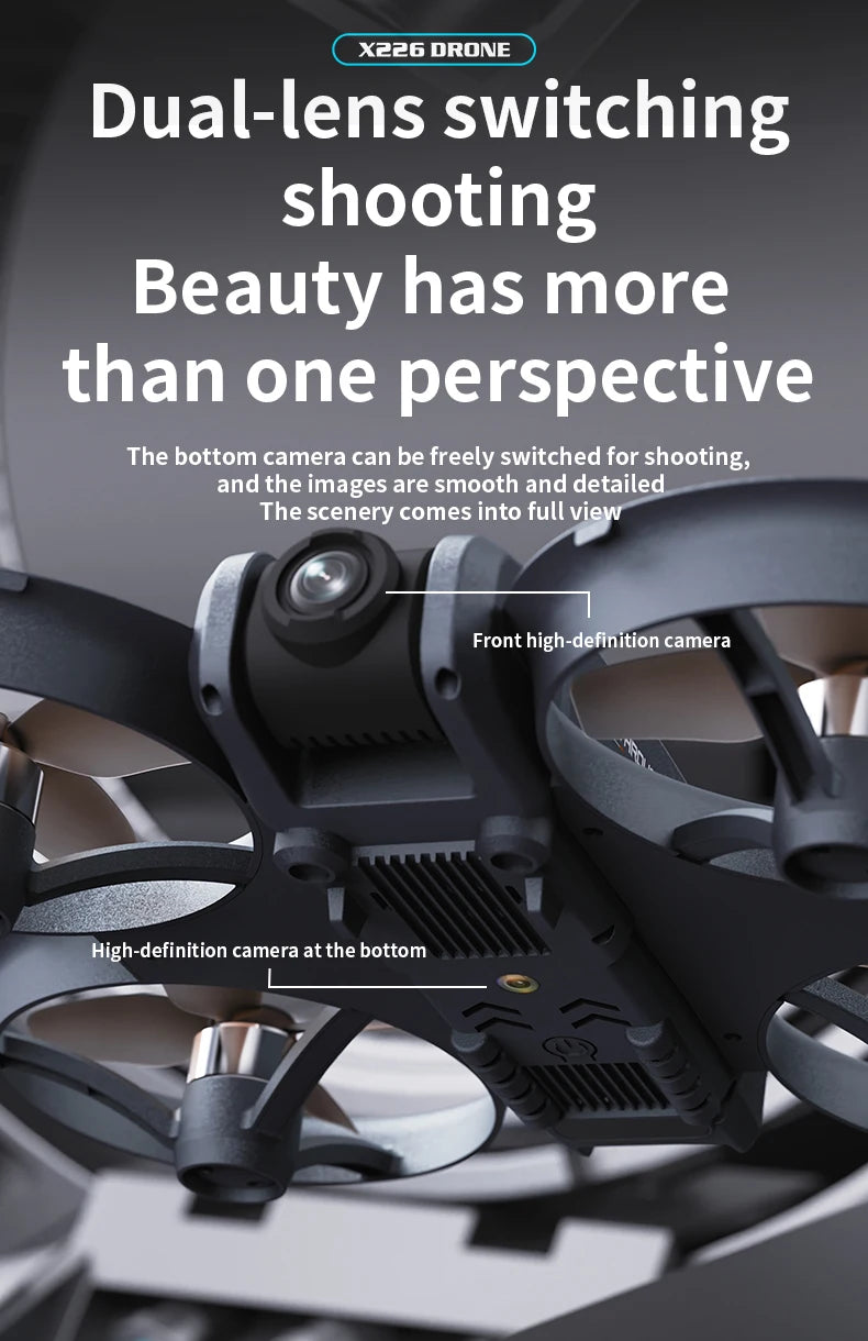 New X226 Mini RC Drone with Professional 8K HD Dual Camera 6Axis Headless Mode 360 Fly Remote Quadcopter