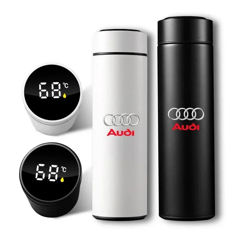New Car Smart Thermos Bottle Temperature Stainless Travel Mug Emblem For Audi A7 A8 A3 A4 A5 A6 TT Q3 Q5 Q7 A1 B5 B6 B7 B8 B9 8P - LKBA