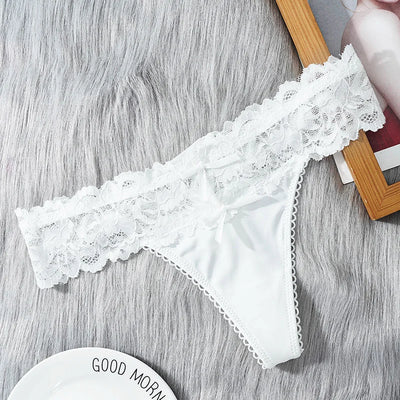 Women Sexy Lace Panties Low-waist Thong Female Underwear Hollow Cross Strappy G-String Breathable Lingerie Embroidery Intimates - LKBA
