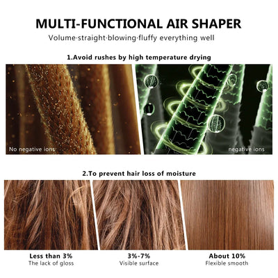 7 In 1 Hair Dryer Brush Brushless High Speed Hair Dryer with Diffuser Ionic Blow Dryer Hot Air Styling Comb Auto Hair Curler - LKBA