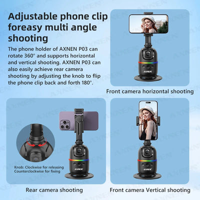 Auto Face Tracking Desktop Gimbal Intelligent Rotating Holder for Mobile Phone - Option Wireless Remote Selfie Smartphone Tripod - LKBA