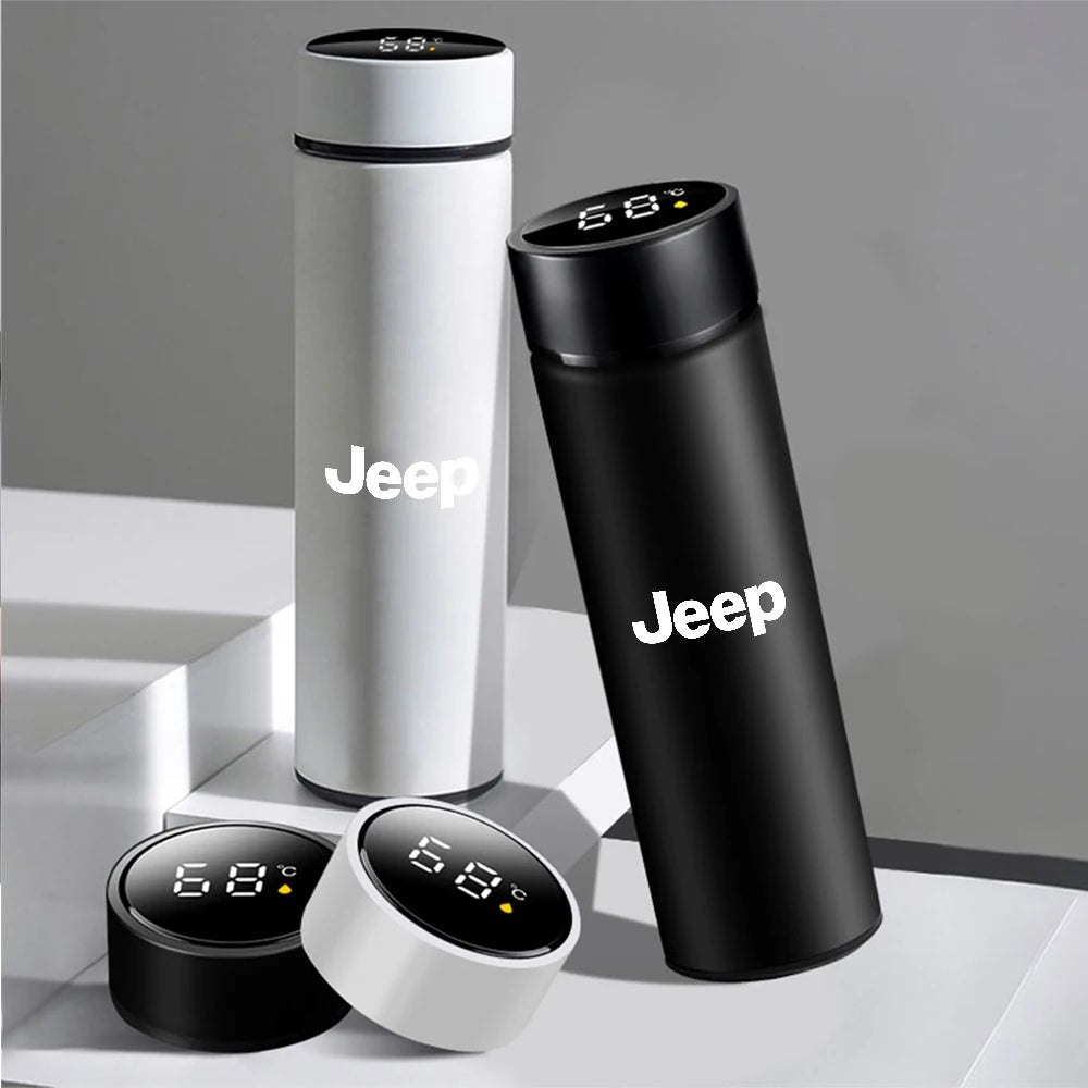 Car Stainless Steel Smart Thermos Mug Thermos LED Display Temperature For Jeep Renegade Patriot Wrangler Cherokee Compass Trail - LKBA