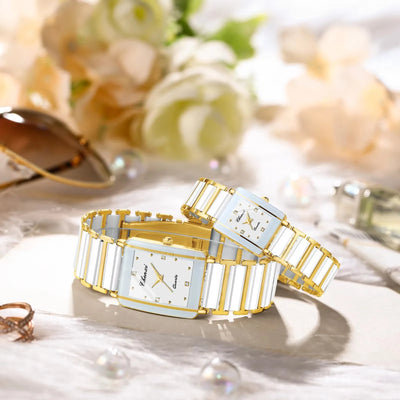 CHENXI 104A Couple's Quartz Watch Gold Black and White Ceramic Luxury Watch Men's and Women's Valentine's Day Gift Watch reloj - LKBA