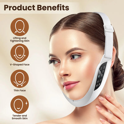 Electric V Face Lifting Beauty Device 6 Modes 8 Levels EMS Micro-current Firming Facial Massager Double Chin Removal Skin Care - LKBA