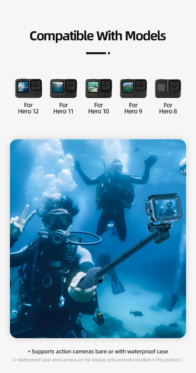 Underwater Selfie Stick Waterproof Diving Extendable Selfie Stick Wireless Remote Control - LKBA