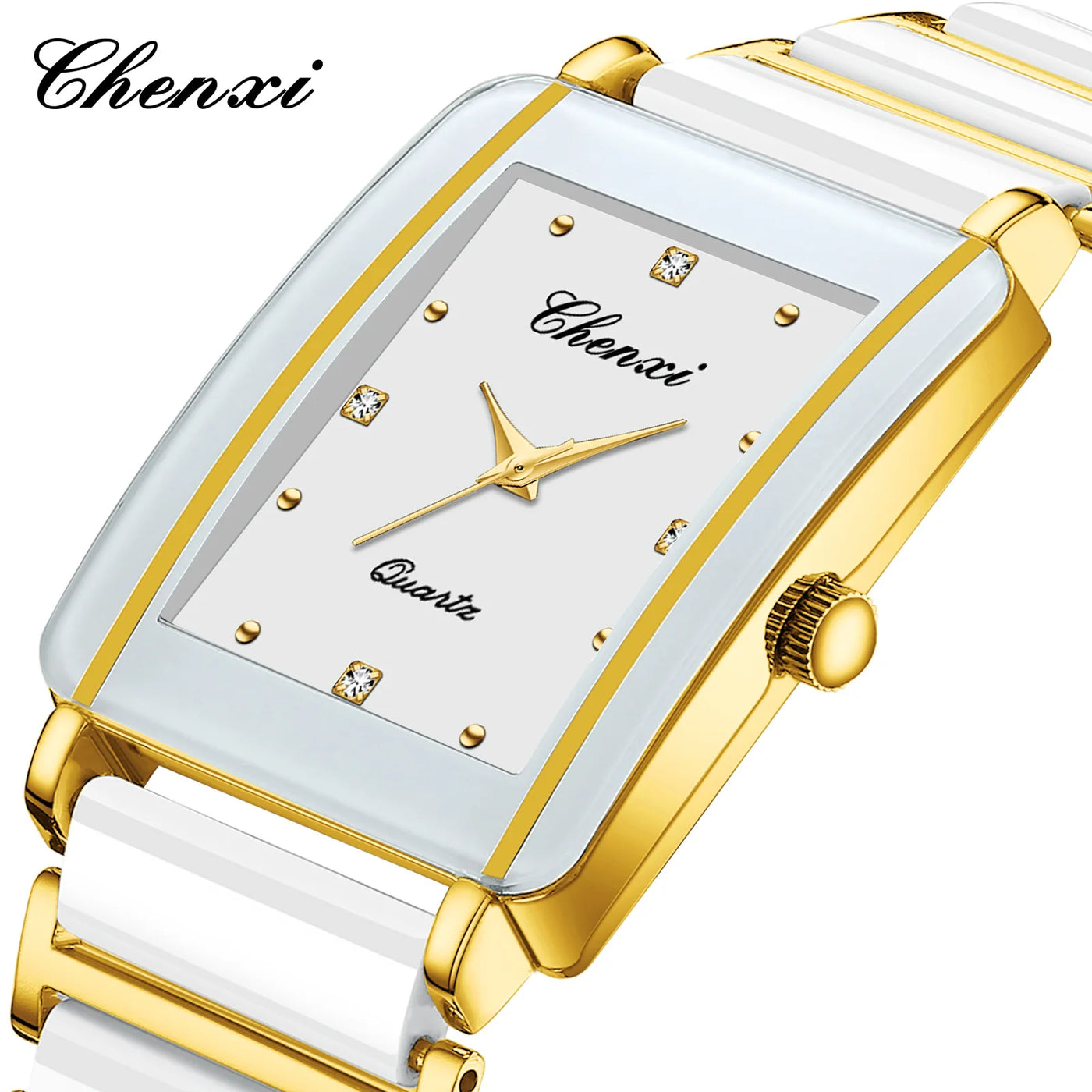 CHENXI 104A Couple's Quartz Watch Gold Black and White Ceramic Luxury Watch Men's and Women's Valentine's Day Gift Watch reloj - LKBA