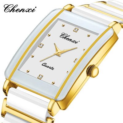 CHENXI 104A Couple's Quartz Watch Gold Black and White Ceramic Luxury Watch Men's and Women's Valentine's Day Gift Watch reloj - LKBA