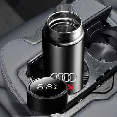 New Car Smart Thermos Bottle Temperature Stainless Travel Mug Emblem For Audi A7 A8 A3 A4 A5 A6 TT Q3 Q5 Q7 A1 B5 B6 B7 B8 B9 8P