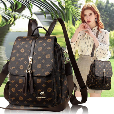 Ladies Backpack Designer High Quality Leather Women Bag Luxury Fashion Printing Tassel School Bags Large Capacity Backpacks Sac - LKBA