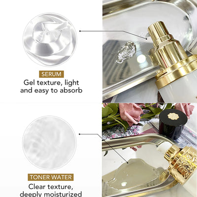 AILKE Whitening Anti-wrinkle Freckle Face Cream With Collagen Hyaluronic Acid Rose Skin Care Women Korean Facial Moisturizer Set - LKBA