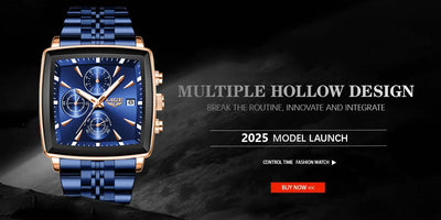 LIGE Top Brand Luxury Mens Watches Fashion Military Square Chronograph Quartz Wristwatches For Men Sports Waterproof Watch Men - LKBA