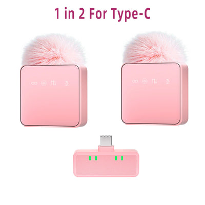 1 In 4 Pink Noise Canceling Lavalier Microphone With Windproof Cap Wireless Mute Function For Cell Phone Portable Audio Video - LKBA