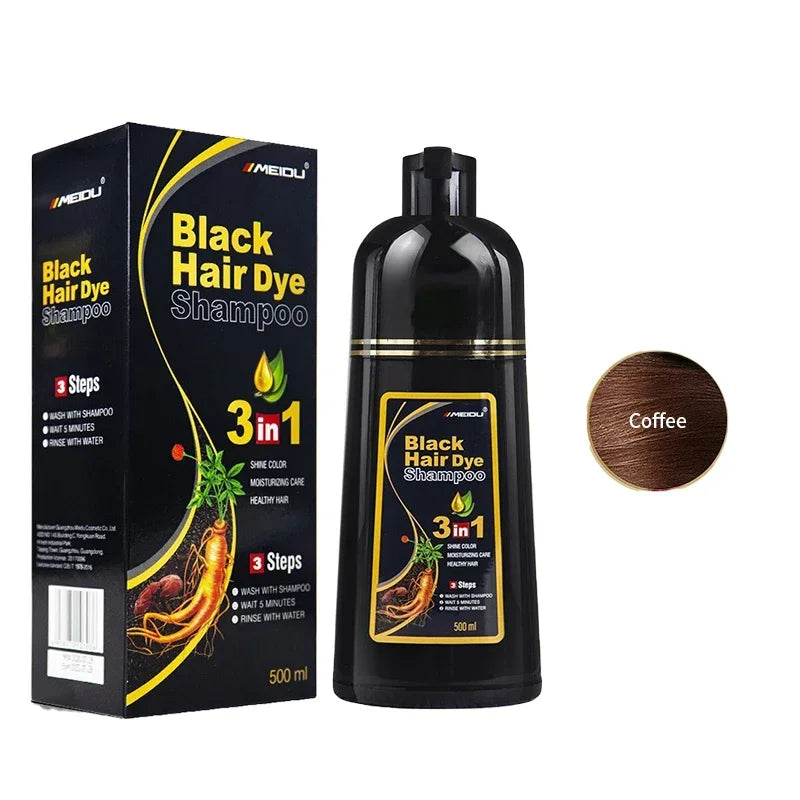 100ml/500ml Hair Dye Shampoo 3in1 Darkening Hairs Instant Gray To Black Polygonum Multiflorum Natural Coloing Cover Men Women - LKBA