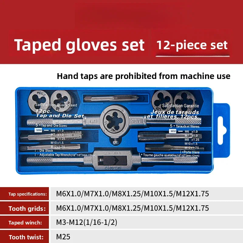 Hand Tap and Die Set with Handle for Thread Repair Rethreading Screws Combination Tool Kit Manual Socket Wrench Thread Repair - LKBA