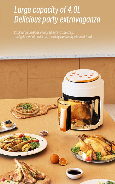 Air Fryer Visual Oil-free Electric Fryer Multi-Functional Automatic Household 360°Baking LED Touchscreen - LKBA
