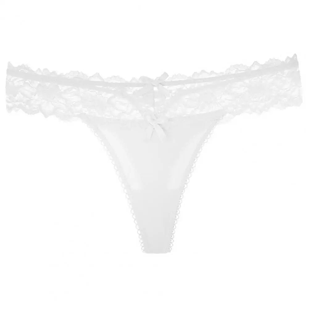 Women White Sexy Lace Panties Low-waist Underwear Thong Female G String Breathable Lingerie Temptation Embroidery Intimates - LKBA