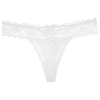 Women White Sexy Lace Panties Low-waist Underwear Thong Female G String Breathable Lingerie Temptation Embroidery Intimates - LKBA