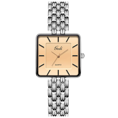 Men Watch Business Simple Square Couple Watches Waterproof Stainless Steel Premium Ultra Thin Women Fashion Quartz Wristwatches - LKBA