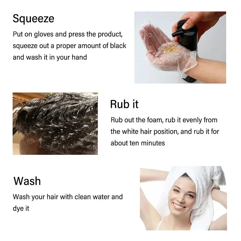 30ml/500ml 3-in-1 Quick Hair Dye Shampoo Natural Black Herbal Hair Dye Moisturizes Mild Hair Dye Conditioner Hair Care Products - LKBA