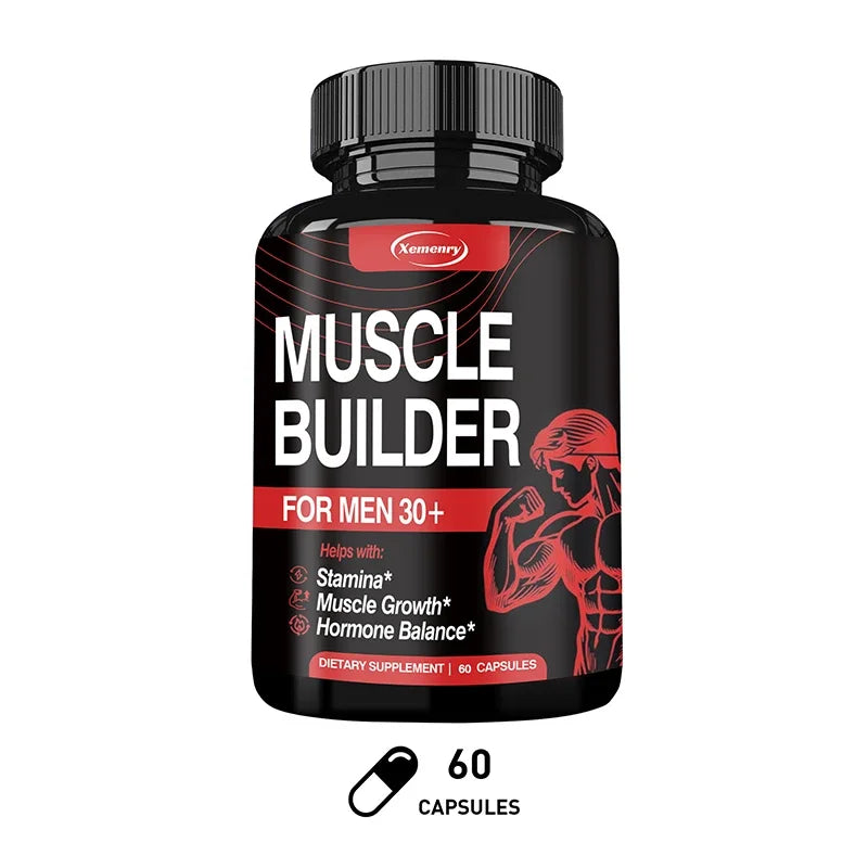 Muscle Builder for Men 30+ - Boosts Muscle, Strength and Endurance, Supports Hormone Balance - LKBA