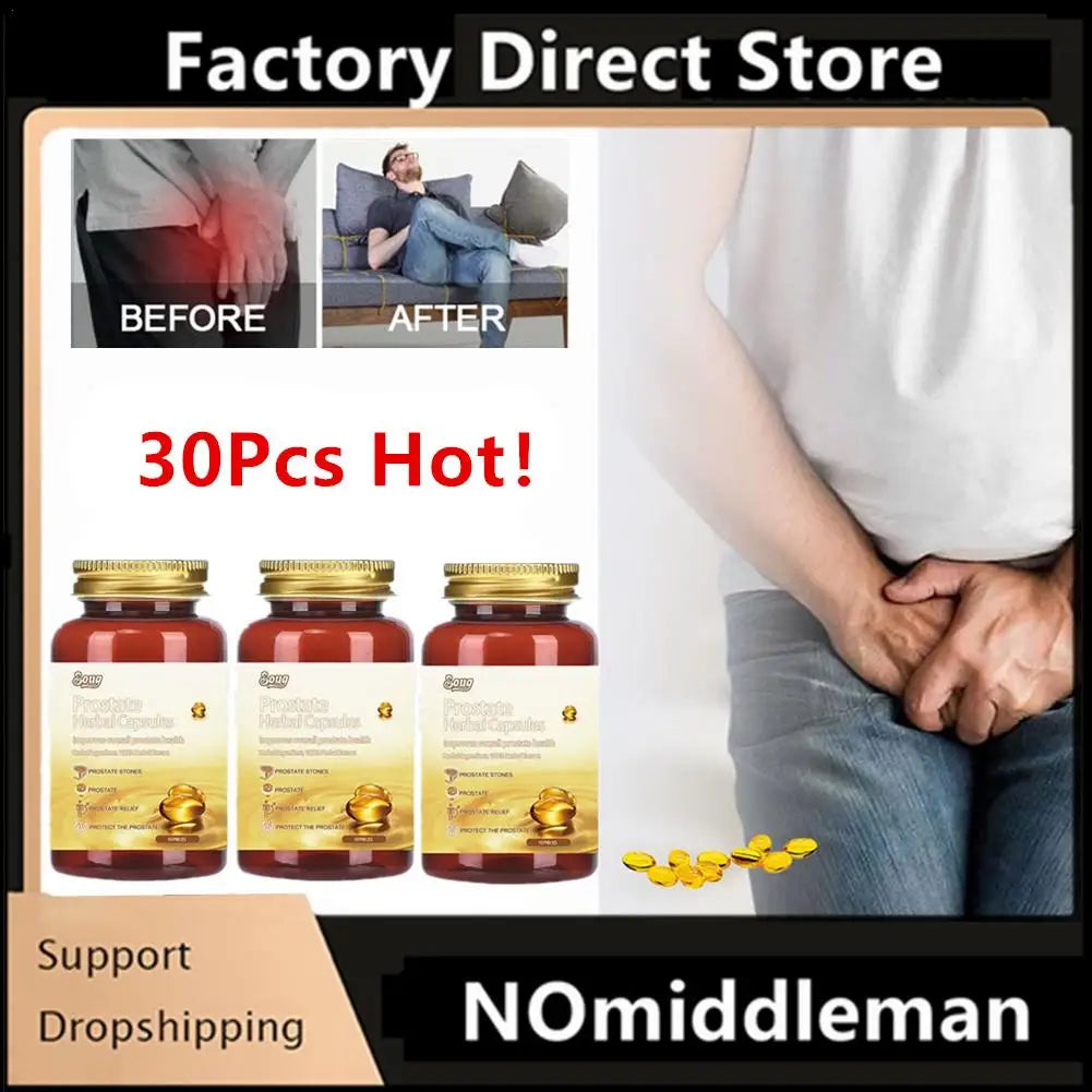 30pcs Prostate Natural Herbal Capsules Prostate Urgency Symptoms Remover Capsules For Men Soothing Body Health Care - LKBA