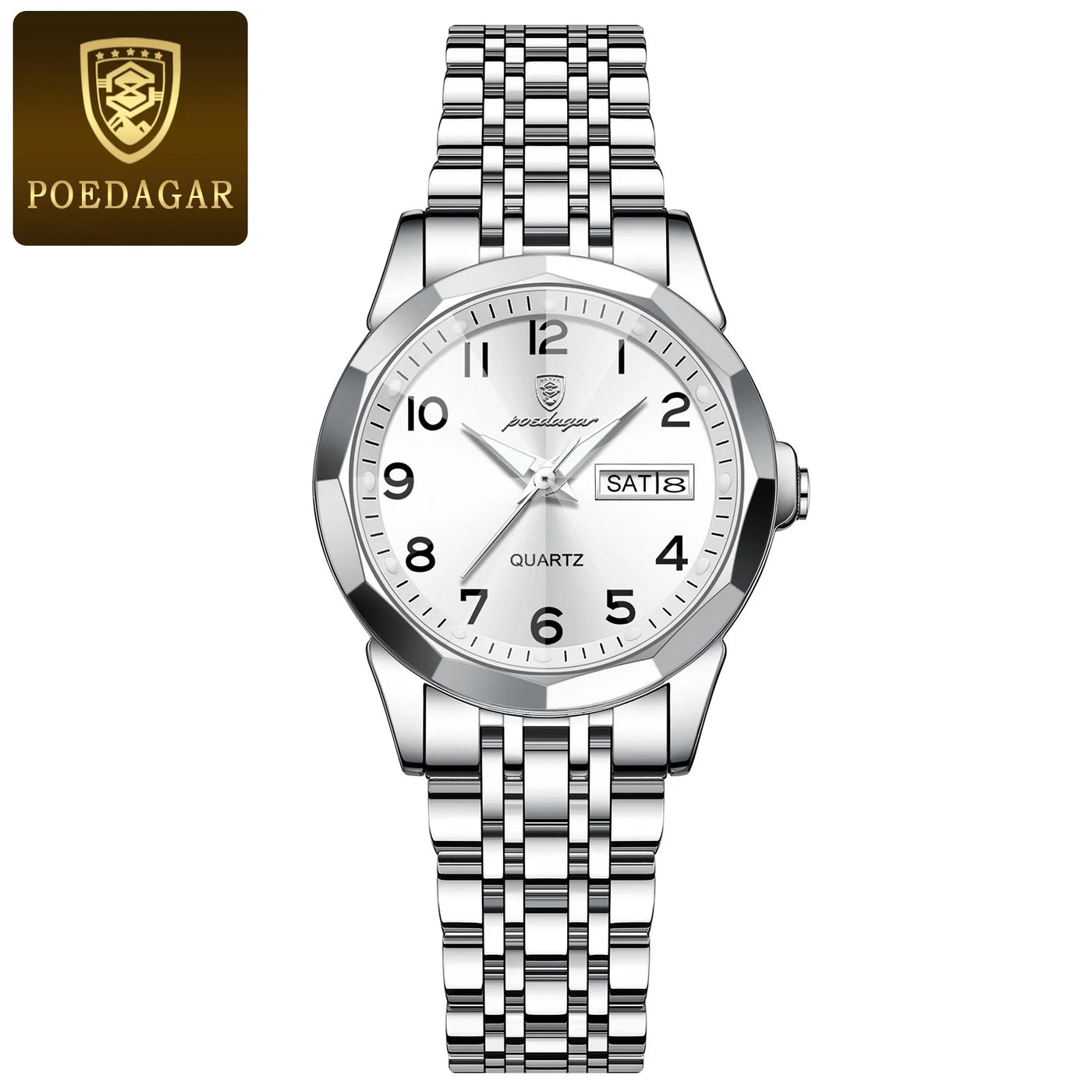 POEDAGAR Luxury Ladies Wristwatch Waterproof Luminous Date Week Women Quartz Watch Stainless Steel Women‘s Watches Female Reloj - LKBA