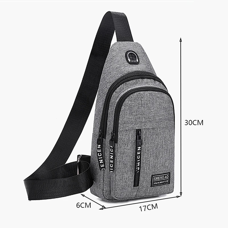 Travel Men's Handbags Multifunctional USB Chest Bag Designer Messenger Crossbody Bags Water-Proof Shoulder Bag Sports Back Pack - LKBA