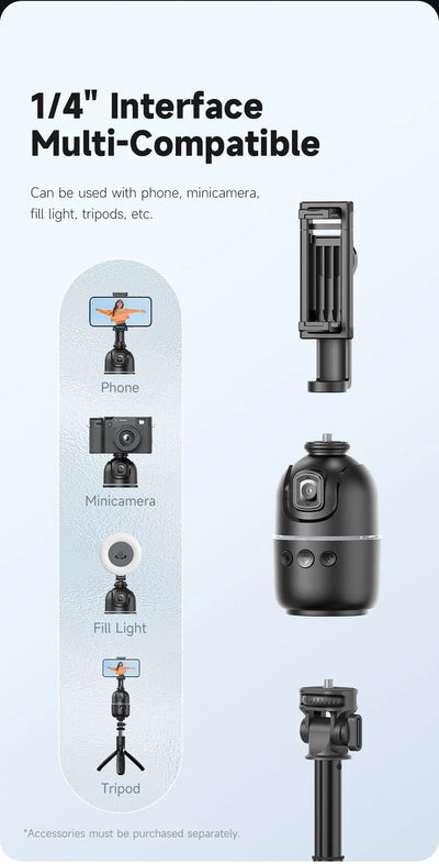 360°Auto Smart Face Tracking AI Gimbal Desktop Cell Phone Holder Tripod for Camera Vlog Live - LKBA